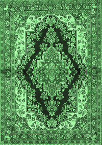 Medallion Emerald Green Traditional Rug, tr2567emgrn