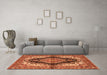 Machine Washable Medallion Orange Traditional Area Rugs in a Living Room, wshtr2567org