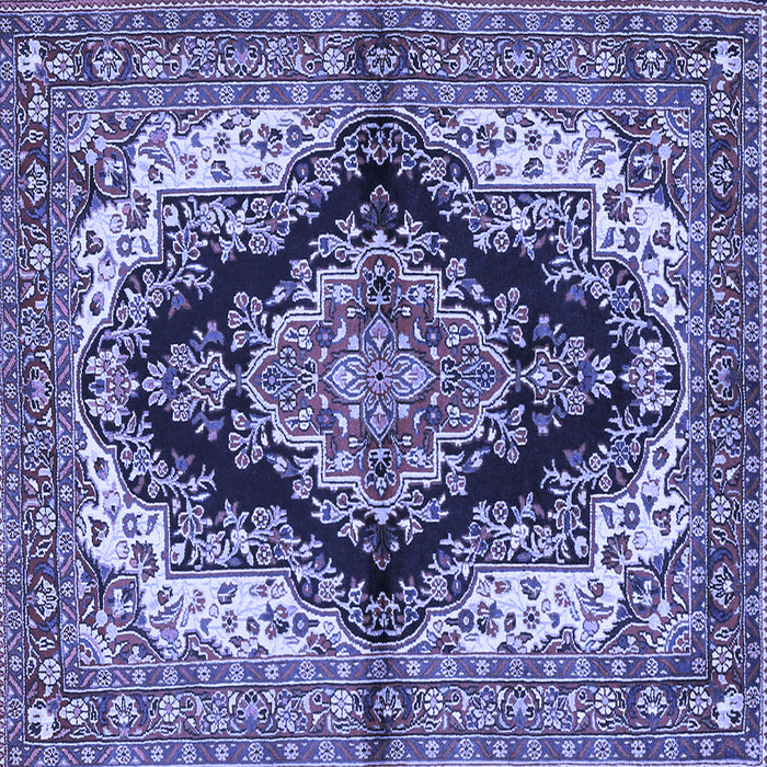 Square Machine Washable Medallion Blue Traditional Rug, wshtr2567blu
