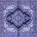 Square Machine Washable Medallion Blue Traditional Rug, wshtr2567blu