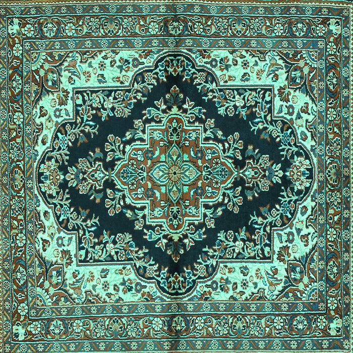 Square Medallion Turquoise Traditional Rug, tr2567turq