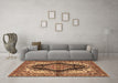 Machine Washable Medallion Brown Traditional Rug in a Living Room,, wshtr2567brn