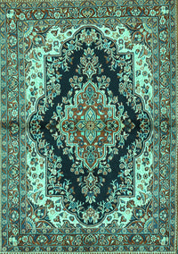 Medallion Turquoise Traditional Rug, tr2567turq