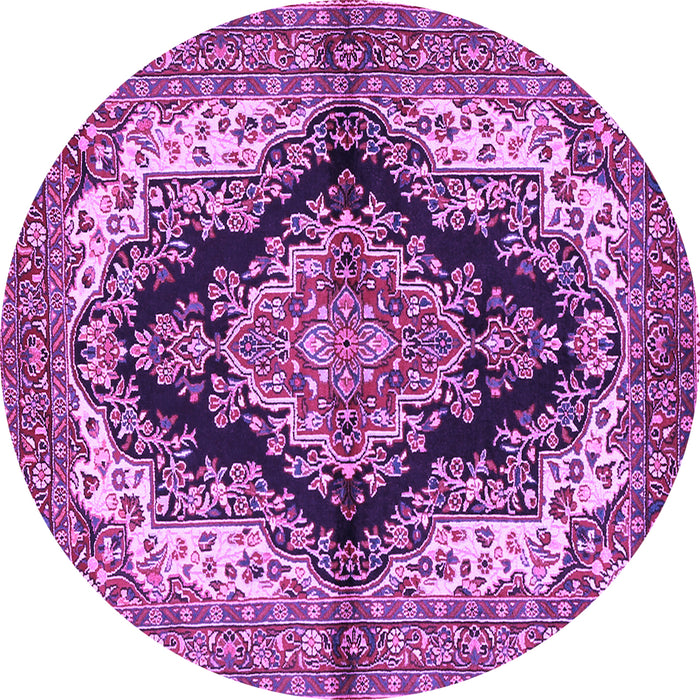 Round Medallion Purple Traditional Rug, tr2567pur