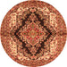 Machine Washable Medallion Orange Traditional Area Rugs, wshtr2567org