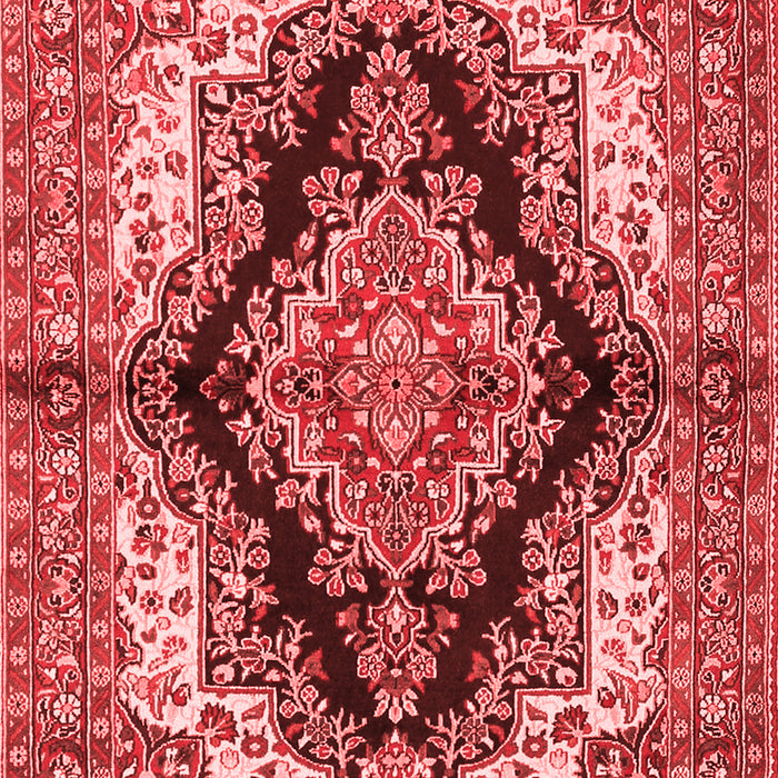 Machine Washable Medallion Red Traditional Rug, wshtr2567red