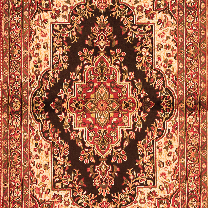 Serging Thickness of Machine Washable Medallion Orange Traditional Area Rugs, wshtr2567org
