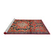 Sideview of Machine Washable Traditional Orange Salmon Pink Rug, wshtr2568