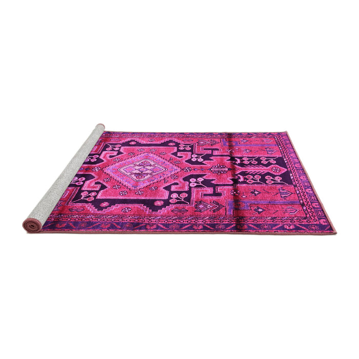Sideview of Machine Washable Persian Pink Traditional Rug, wshtr2568pnk