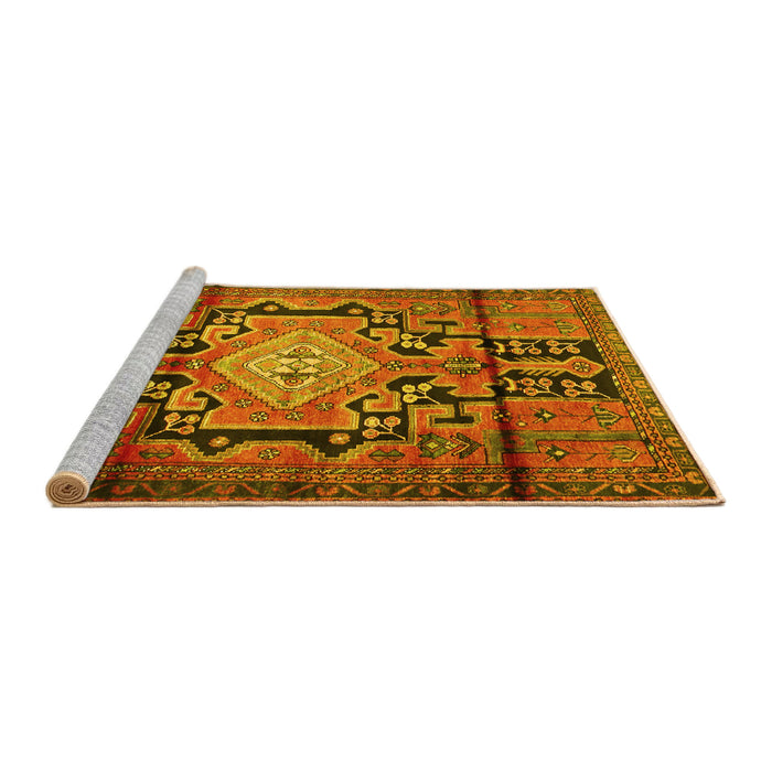 Sideview of Machine Washable Persian Yellow Traditional Rug, wshtr2568yw