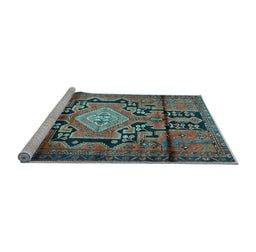 Sideview of Machine Washable Persian Light Blue Traditional Rug, wshtr2568lblu