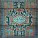 Square Machine Washable Persian Light Blue Traditional Rug, wshtr2568lblu