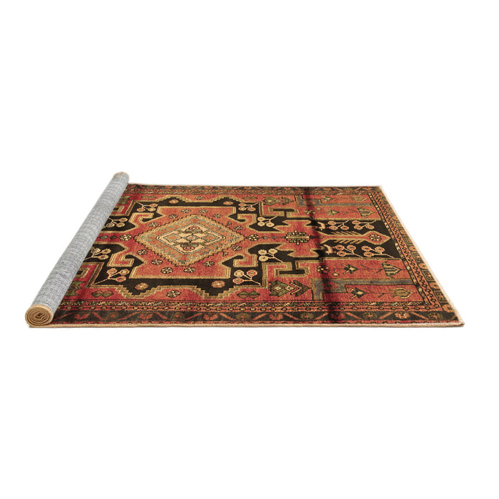 Sideview of Machine Washable Persian Brown Traditional Rug, wshtr2568brn