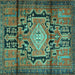 Square Machine Washable Persian Turquoise Traditional Area Rugs, wshtr2568turq