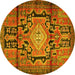 Round Machine Washable Persian Yellow Traditional Rug, wshtr2568yw