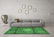 Machine Washable Persian Emerald Green Traditional Area Rugs in a Living Room,, wshtr2568emgrn