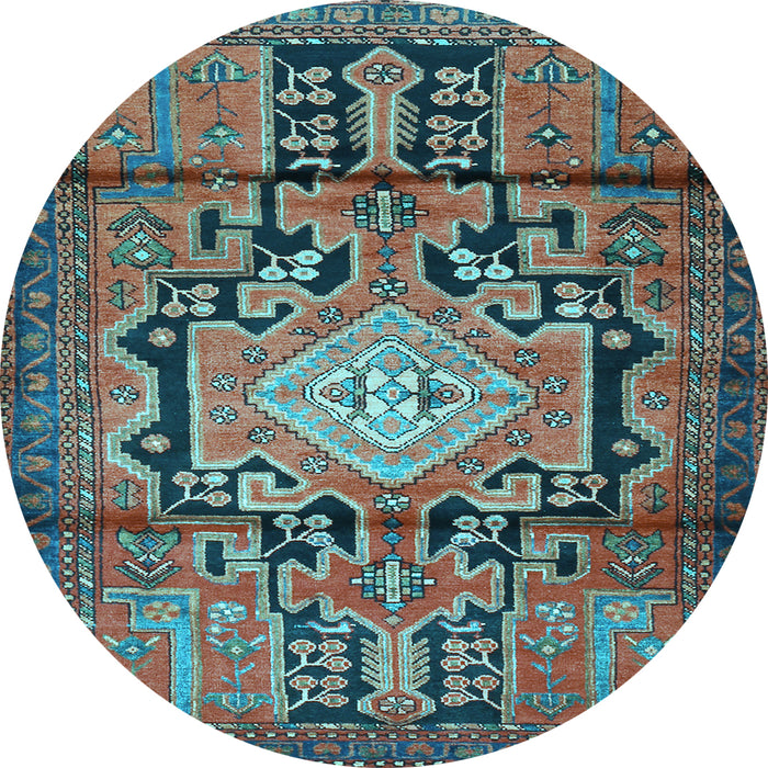 Round Persian Light Blue Traditional Rug, tr2568lblu