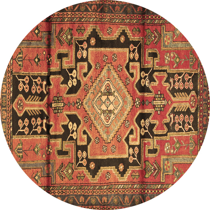 Round Machine Washable Persian Brown Traditional Rug, wshtr2568brn