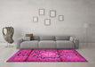 Machine Washable Persian Pink Traditional Rug in a Living Room, wshtr2568pnk