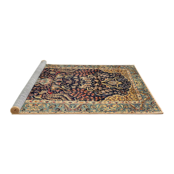 Sideview of Machine Washable Traditional Dark Brown Rug, wshtr2569