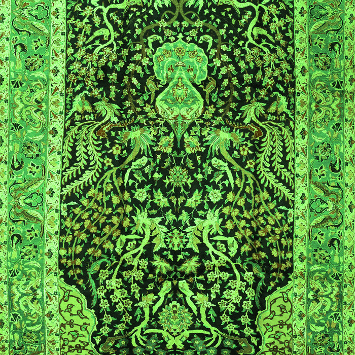 Serging Thickness of Machine Washable Animal Green Traditional Area Rugs, wshtr2569grn
