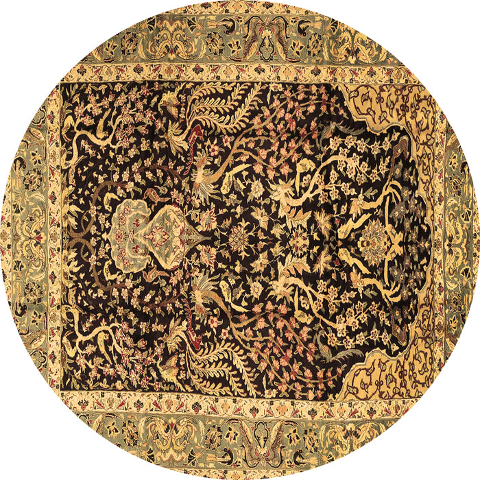 Round Animal Brown Traditional Rug, tr2569brn