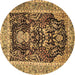 Round Animal Brown Traditional Rug, tr2569brn