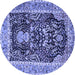 Round Animal Blue Traditional Rug, tr2569blu