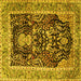 Square Machine Washable Animal Yellow Traditional Rug, wshtr2569yw