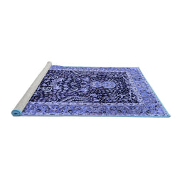 Sideview of Machine Washable Animal Blue Traditional Rug, wshtr2569blu