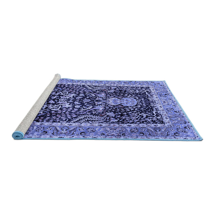 Sideview of Machine Washable Animal Blue Traditional Rug, wshtr2569blu
