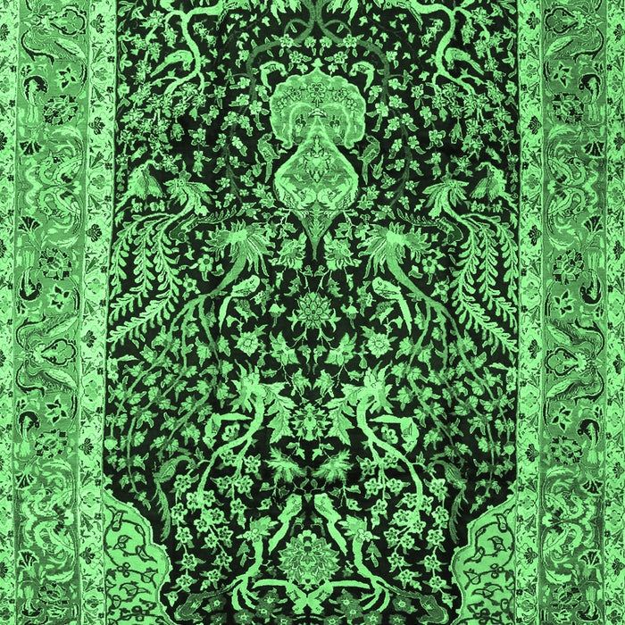 Animal Emerald Green Traditional Rug, tr2569emgrn