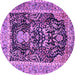 Round Animal Purple Traditional Rug, tr2569pur