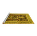 Sideview of Machine Washable Animal Yellow Traditional Rug, wshtr2569yw