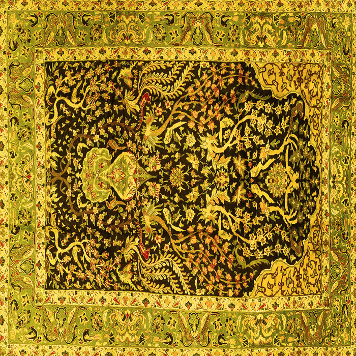 Square Animal Yellow Traditional Rug, tr2569yw