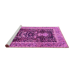 Sideview of Machine Washable Animal Pink Traditional Rug, wshtr2569pnk