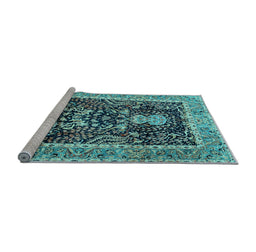 Sideview of Machine Washable Animal Light Blue Traditional Rug, wshtr2569lblu