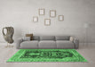 Machine Washable Animal Emerald Green Traditional Area Rugs in a Living Room,, wshtr2569emgrn