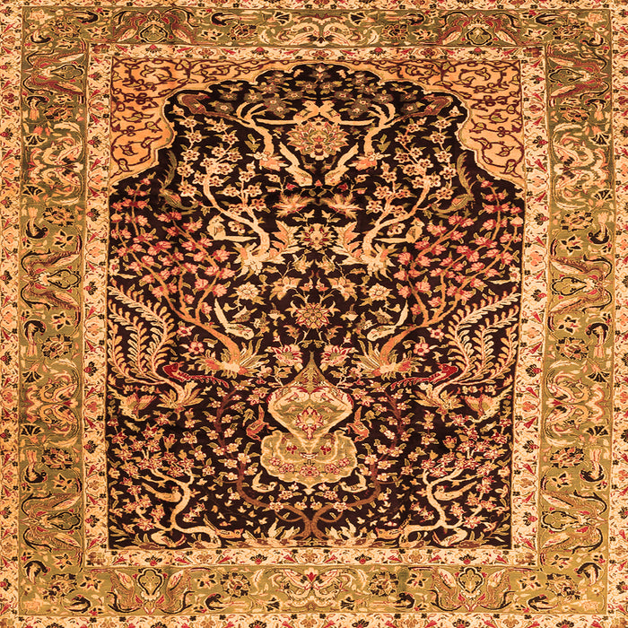 Round Machine Washable Animal Orange Traditional Area Rugs, wshtr2569org