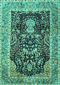 Animal Turquoise Traditional Rug, tr2569turq