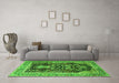Machine Washable Animal Green Traditional Area Rugs in a Living Room,, wshtr2569grn