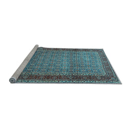 Sideview of Machine Washable Persian Light Blue Traditional Rug, wshtr256lblu