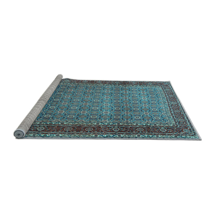 Sideview of Machine Washable Persian Light Blue Traditional Rug, wshtr256lblu