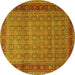 Round Machine Washable Persian Yellow Traditional Rug, wshtr256yw