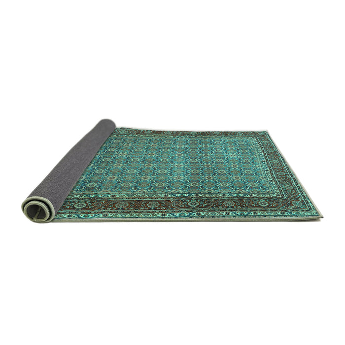 Sideview of Persian Turquoise Traditional Rug, tr256turq
