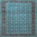 Square Machine Washable Persian Light Blue Traditional Rug, wshtr256lblu