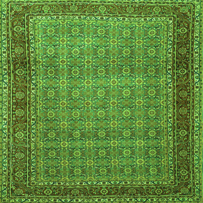 Round Machine Washable Persian Green Traditional Area Rugs, wshtr256grn