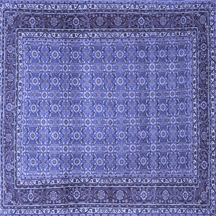 Square Machine Washable Persian Blue Traditional Rug, wshtr256blu
