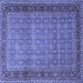 Square Machine Washable Persian Blue Traditional Rug, wshtr256blu