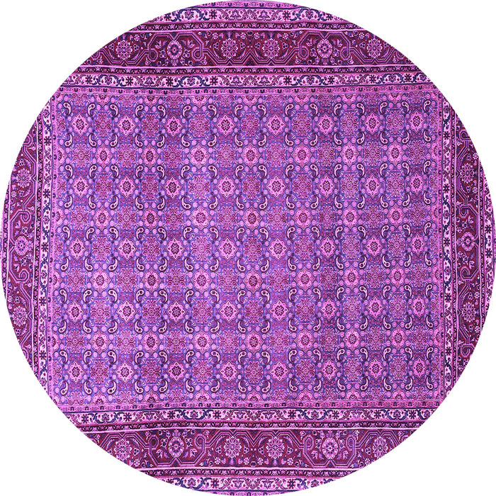 Round Persian Purple Traditional Rug, tr256pur